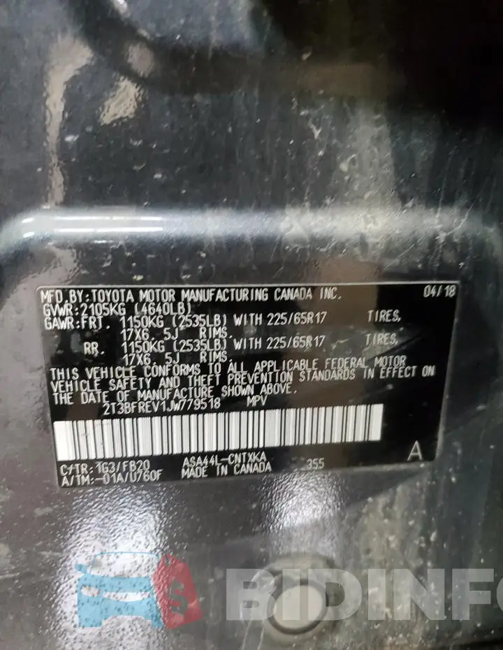 2T3BFREV1JW779518 Photo# 14