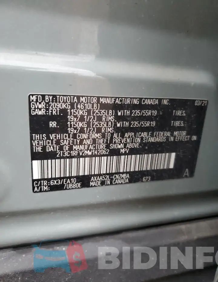 2T3C1RFV2MW142062 Photo# 13