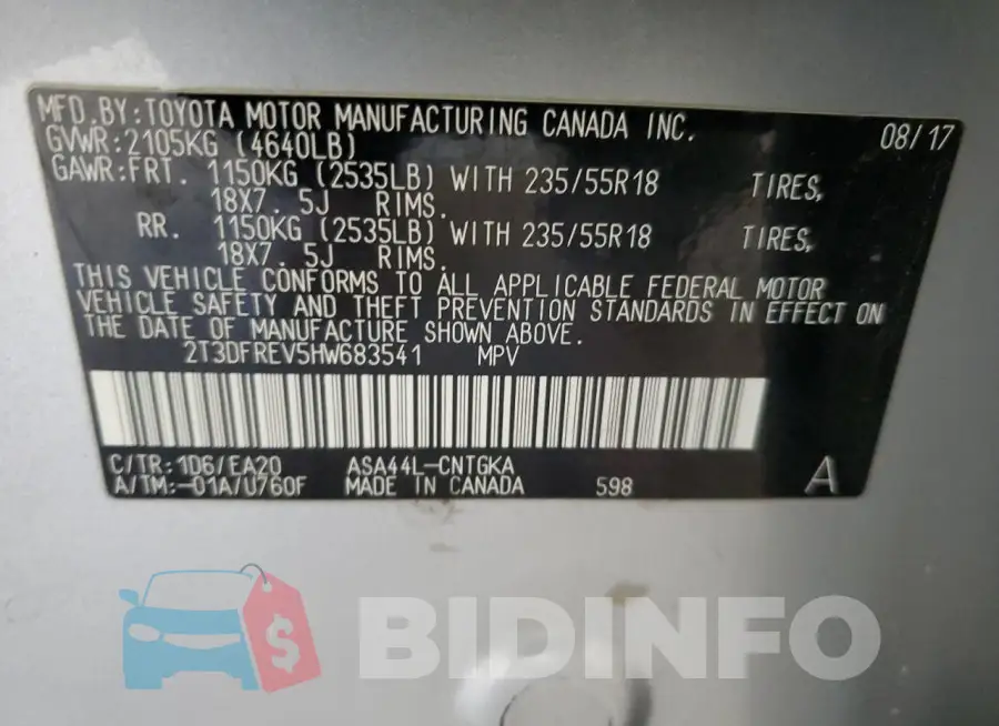 2T3DFREV5HW683541 Photo# 13
