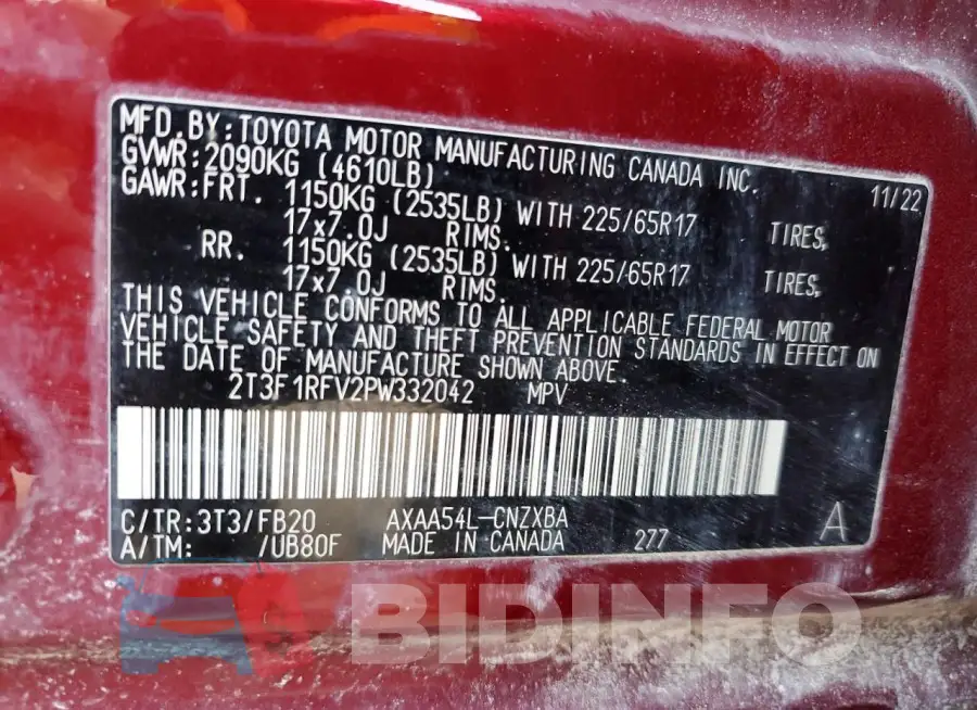 2T3F1RFV2PW332042 Photo# 14