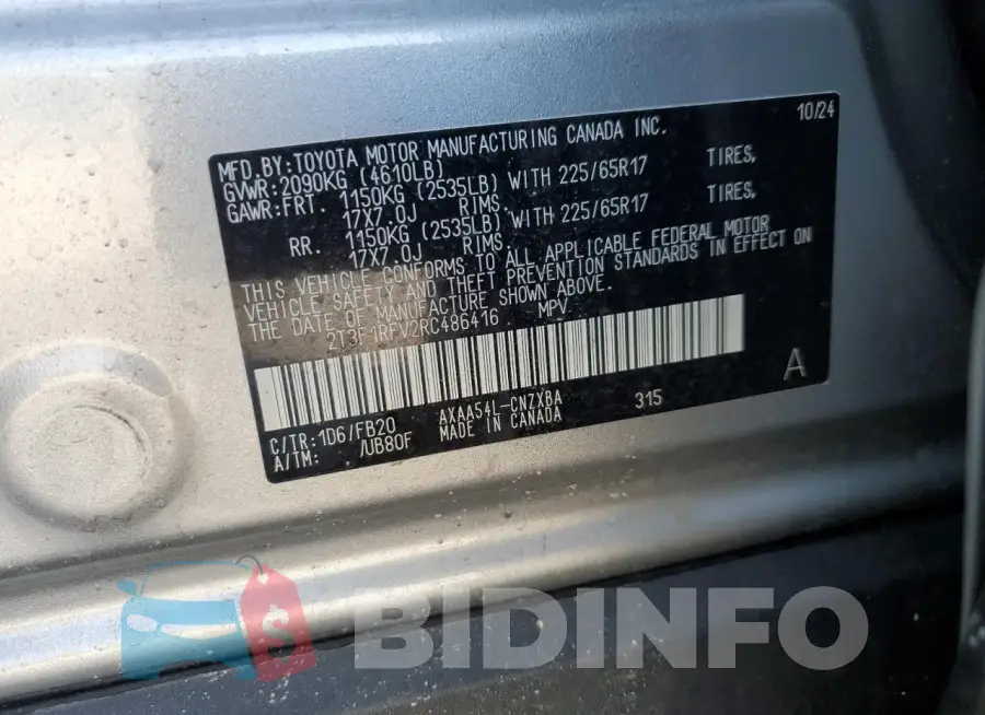 2T3F1RFV2RC486416 Photo# 13