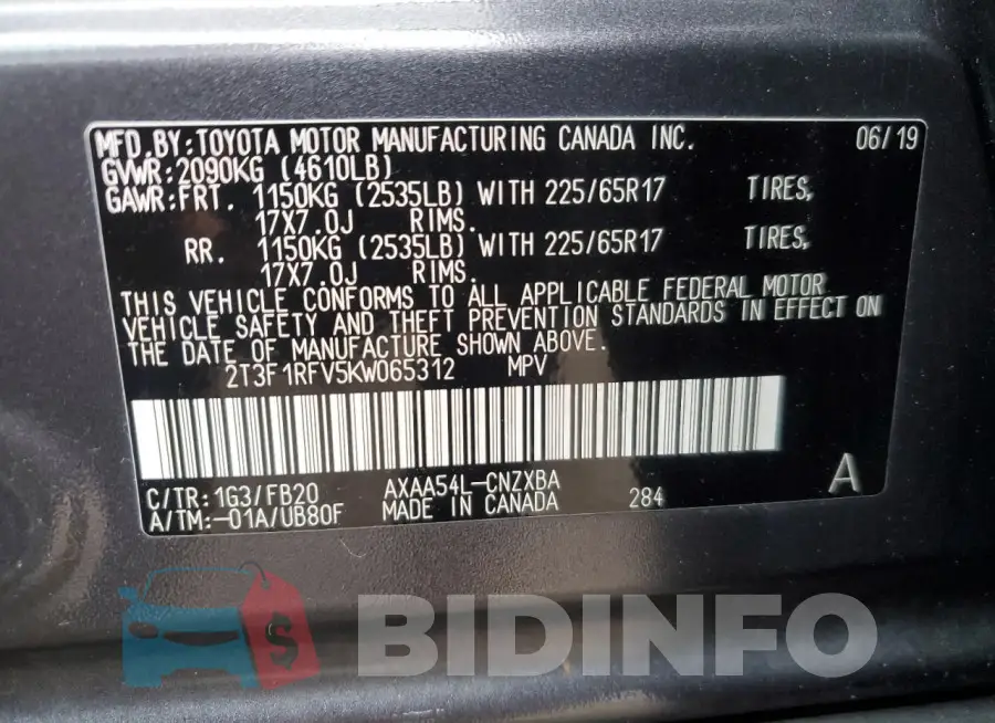 2T3F1RFV5KW065312 Photo# 13
