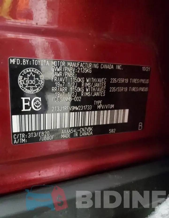 2T3J1RFV9MW231733 Photo# 14