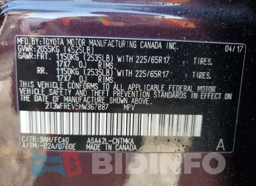 2T3WFREV5HW367887 Photo# 13