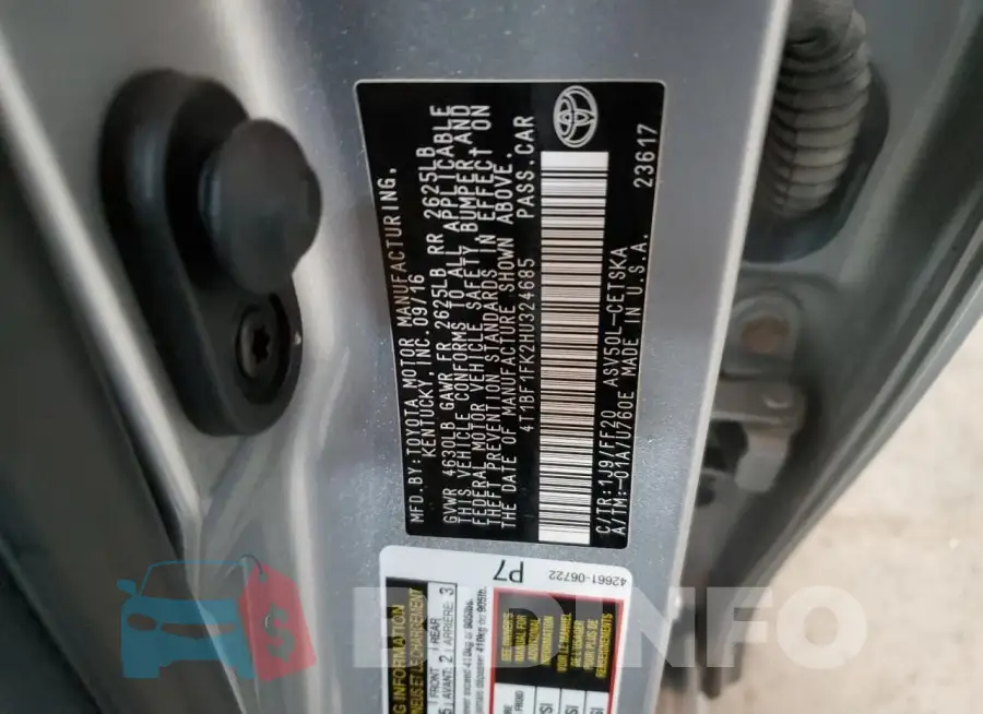4T1BF1FK2HU324685 Photo# 12