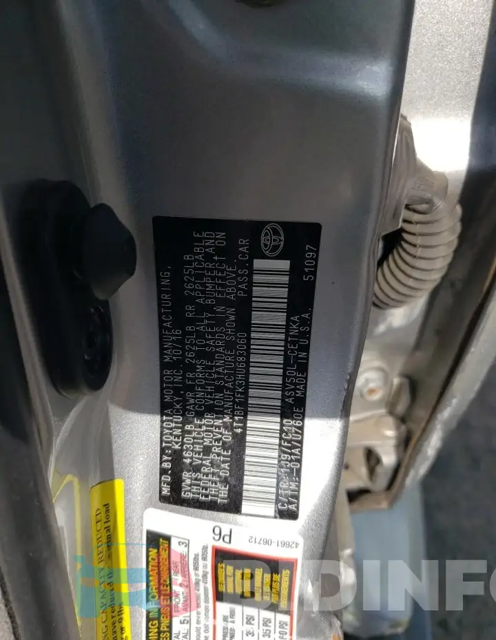 4T1BF1FK3HU683060 Photo# 12