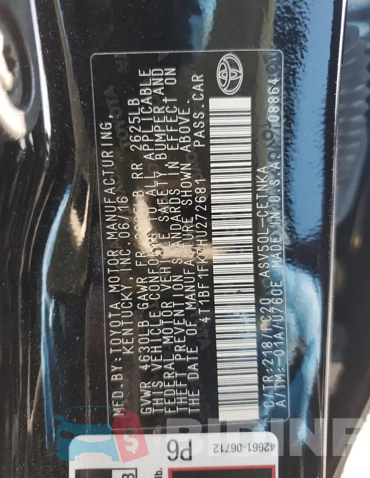 4T1BF1FK7HU272681 Photo# 13