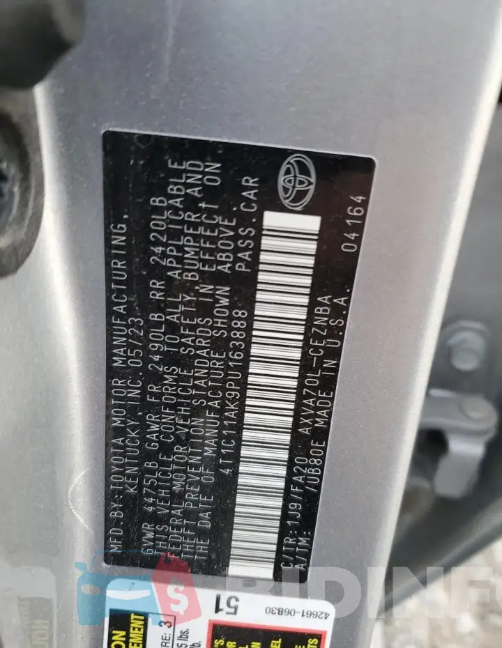 4T1C11AK9PU163888 Photo# 12