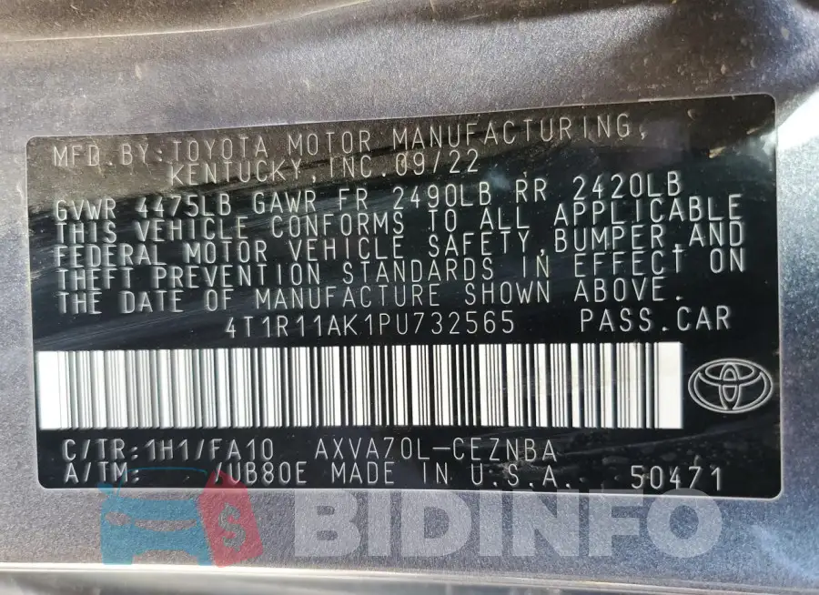 4T1R11AK1PU732565 Photo# 12