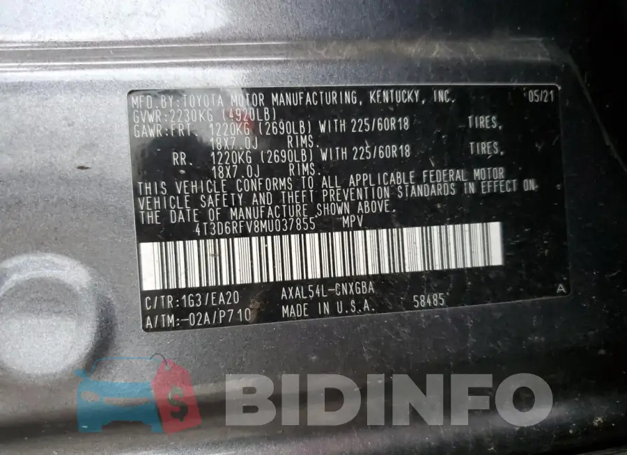 4T3D6RFV8MU037855 Photo# 13
