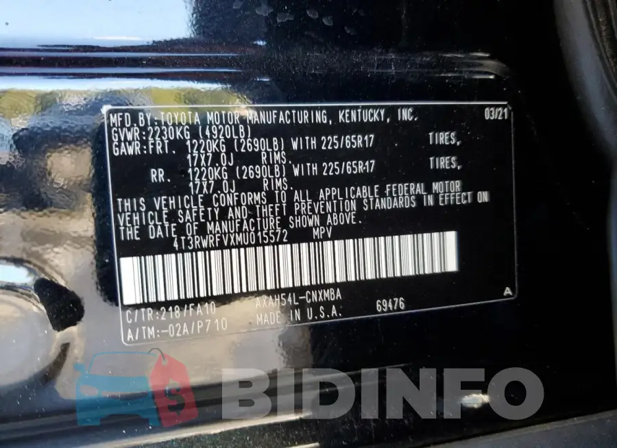 4T3RWRFVXMU015572 Photo# 13