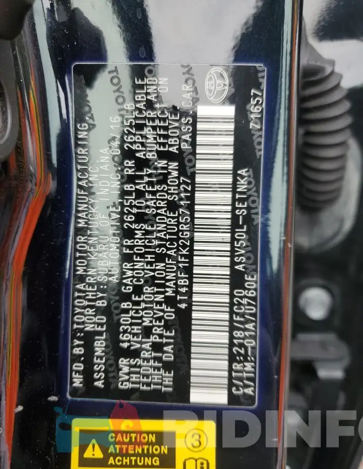 4T4BF1FK2GR571127 Photo# 12