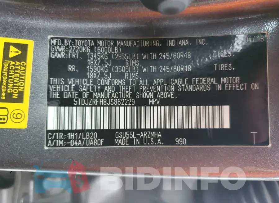 5TDJZRFH8JS862229 Photo# 13