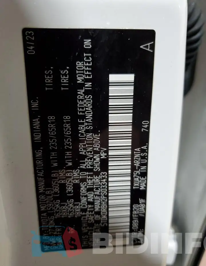 5TDKDRBH2PS033433 Photo# 13