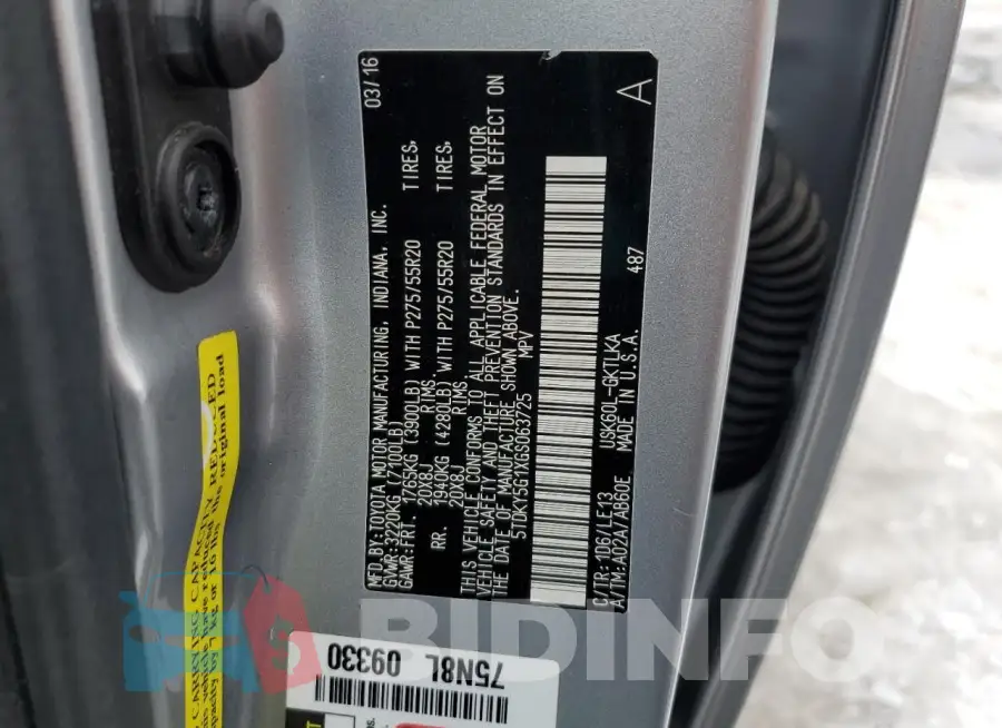 5TDKY5G1XGS063725 Photo# 13