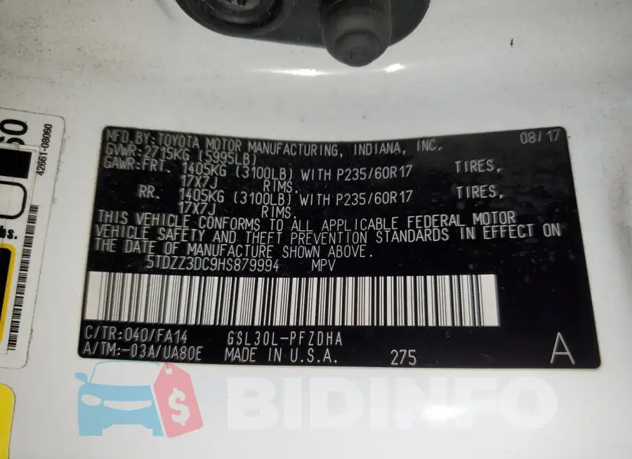 5TDZZ3DC9HS879994 Photo# 13