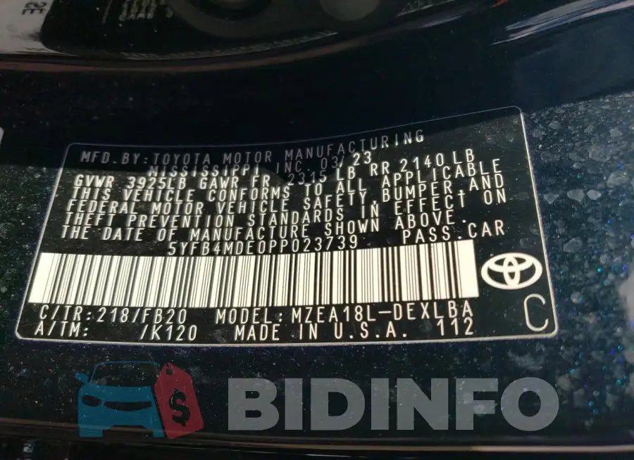 5YFB4MDE0PP023739 Photo# 13