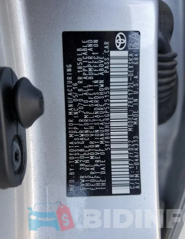 5YFBURHE6GP525159 Photo# 11