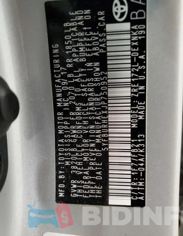 5YFBURHEXJP750952 Photo# 13