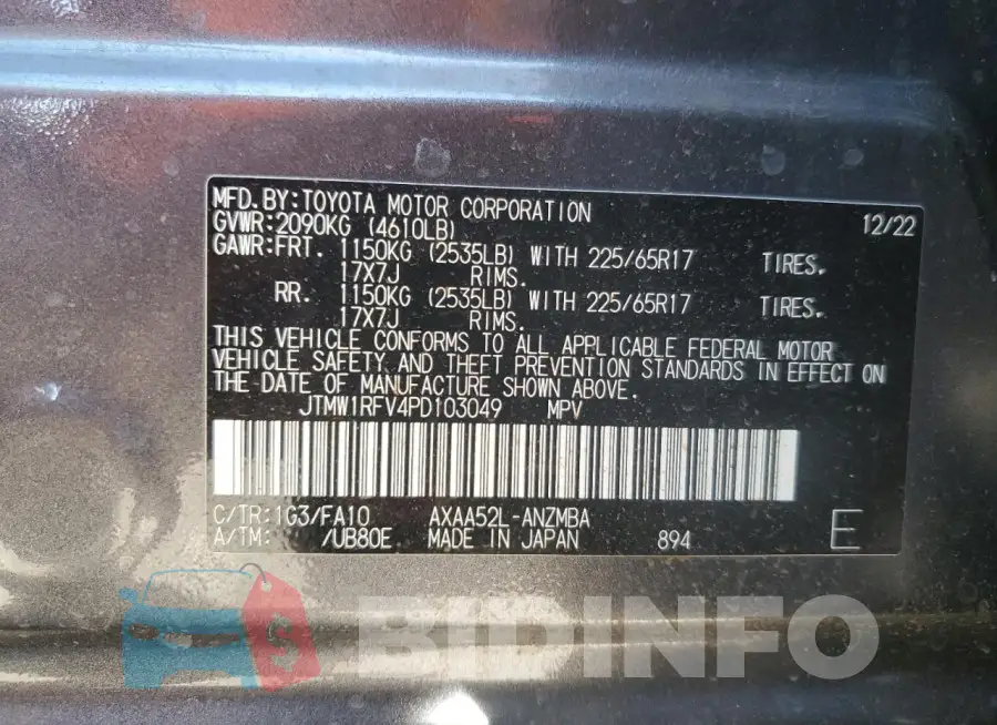JTMW1RFV4PD103049 Photo# 13