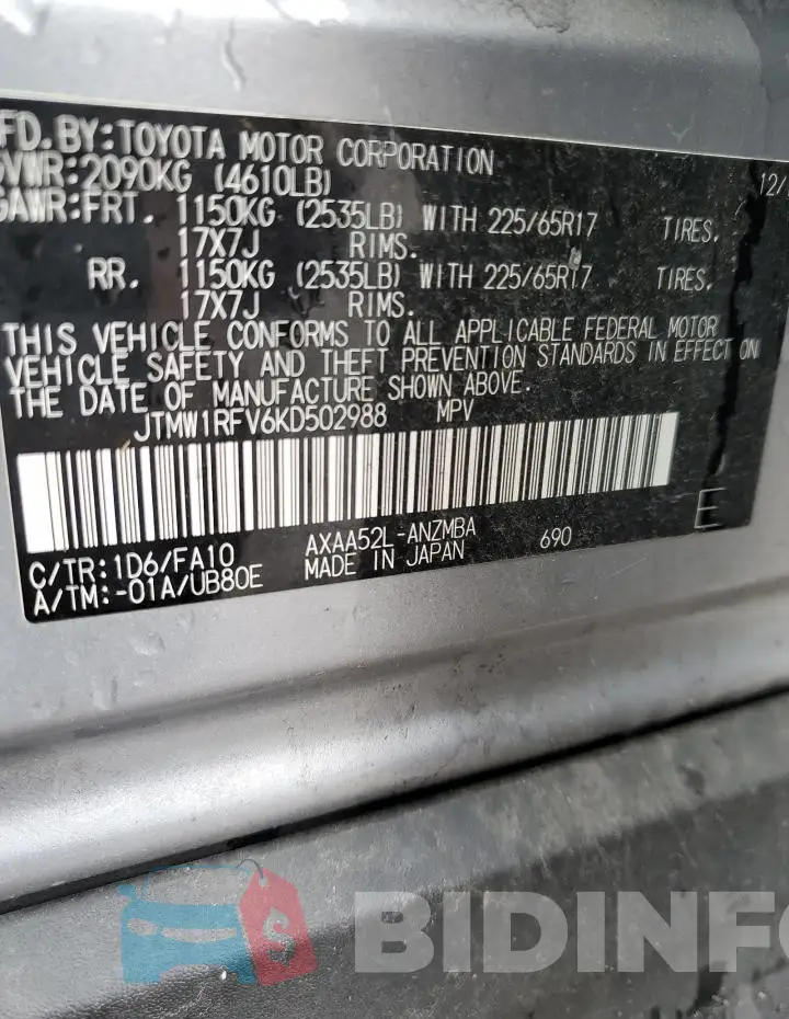 JTMW1RFV6KD502988 Photo# 12