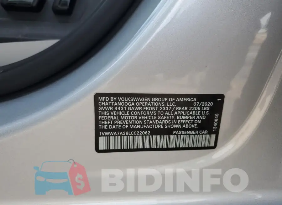1VWWA7A38LC022062 Photo# 12