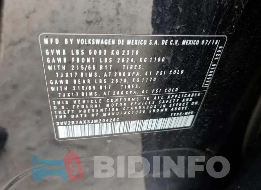 3VV2B7AX3JM204282 Photo# 13