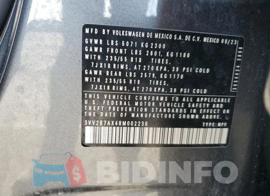 3VV2B7AX4RM002238 Photo# 14