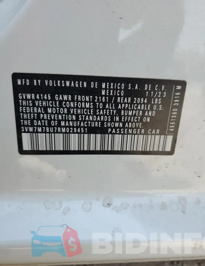 3VW7M7BU7RM029451 Photo# 12