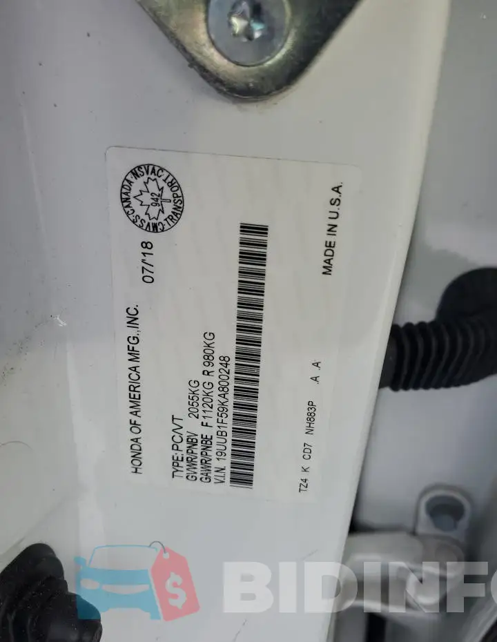 19UUB1F59KA800248 Photo# 12