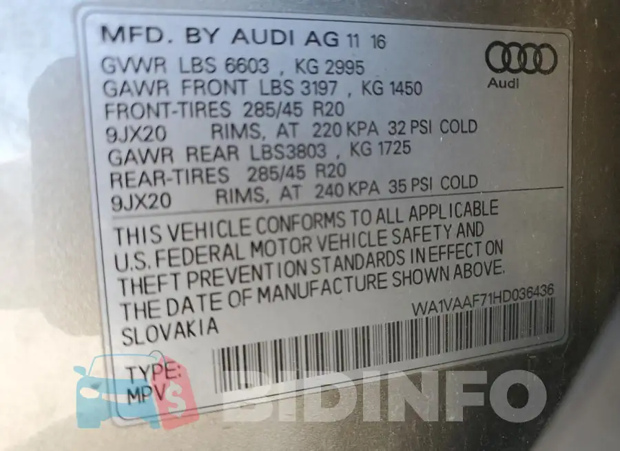 WA1VAAF71HD036436 Photo# 13
