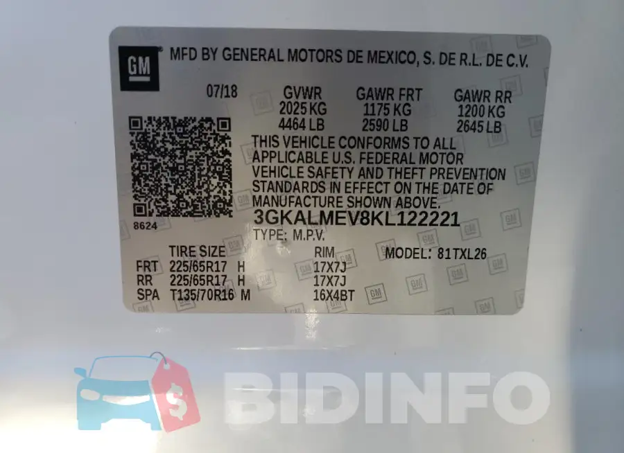 3GKALMEV8KL122221 Photo# 14