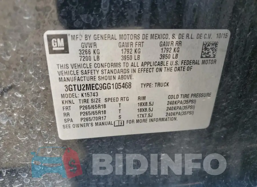 3GTU2MEC9GG105468 Photo# 12