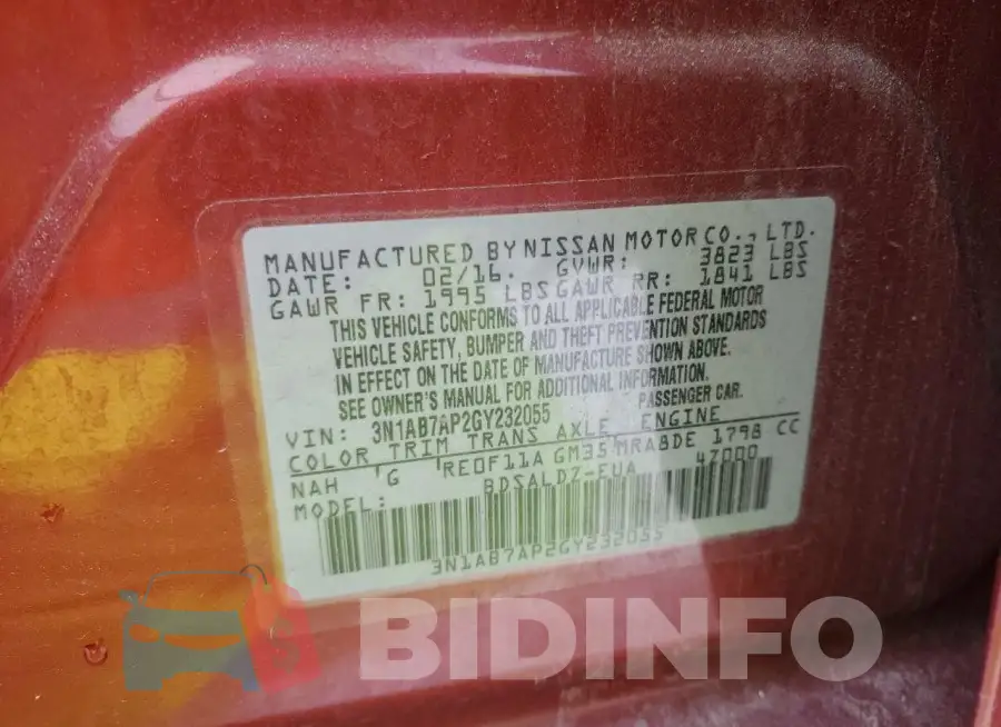 3N1AB7AP2GY232055 Photo# 12
