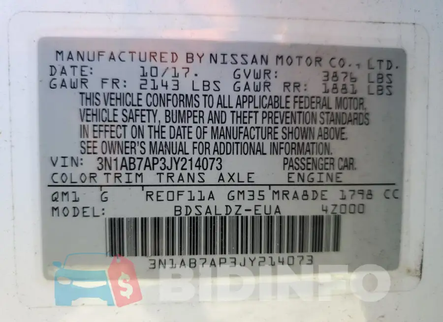 3N1AB7AP3JY214073 Photo# 12