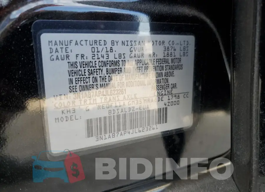 3N1AB7AP4JL623261 Photo# 12