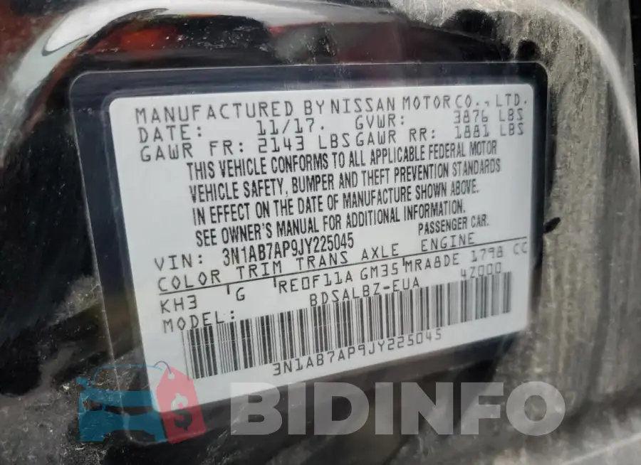 3N1AB7AP9JY225045 Photo# 12