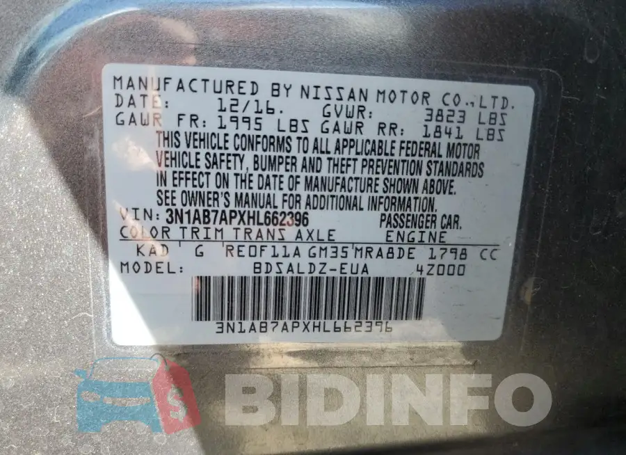 3N1AB7APXHL662396 Photo# 13