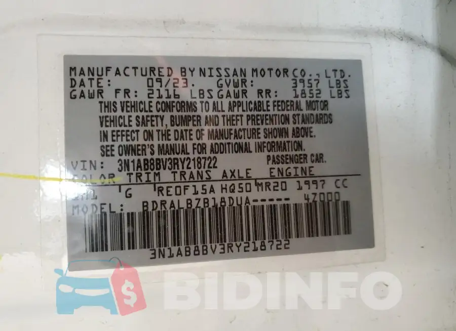 3N1AB8BV3RY218722 Photo# 12