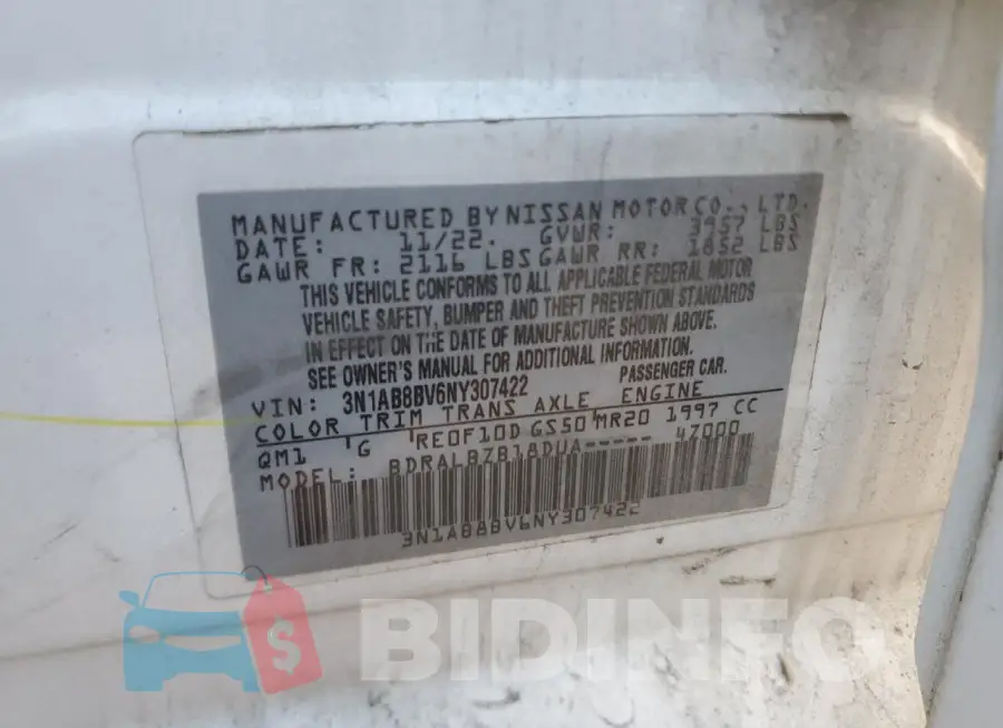 3N1AB8BV6NY307422 Photo# 12