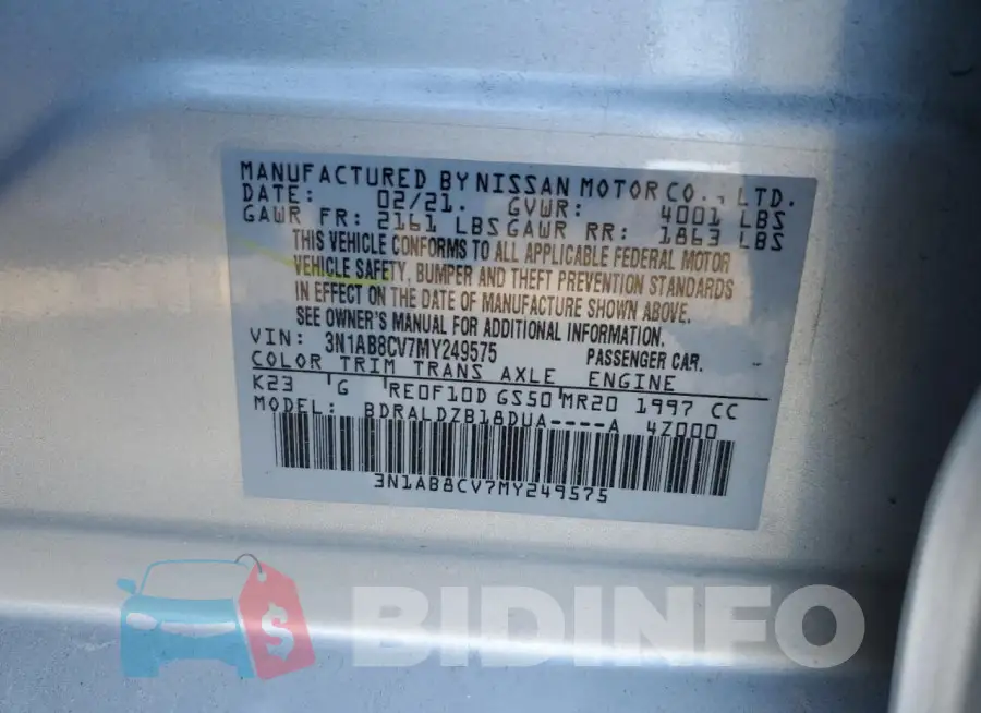 3N1AB8CV7MY249575 Photo# 12