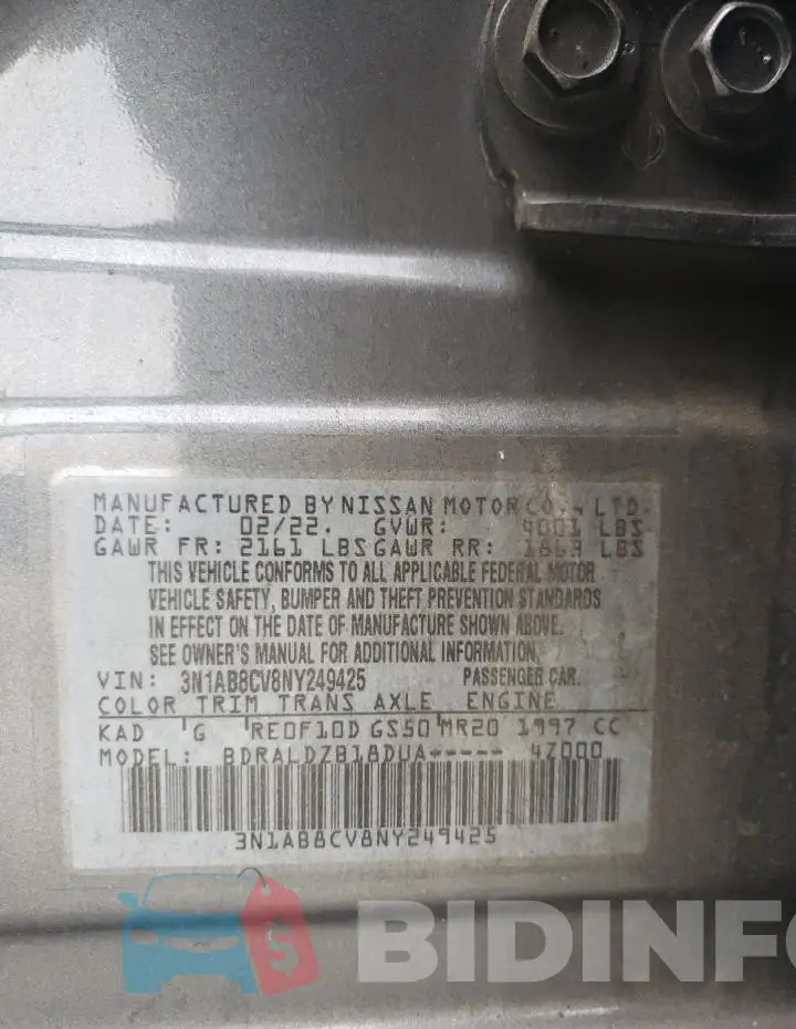 3N1AB8CV8NY249425 Photo# 12