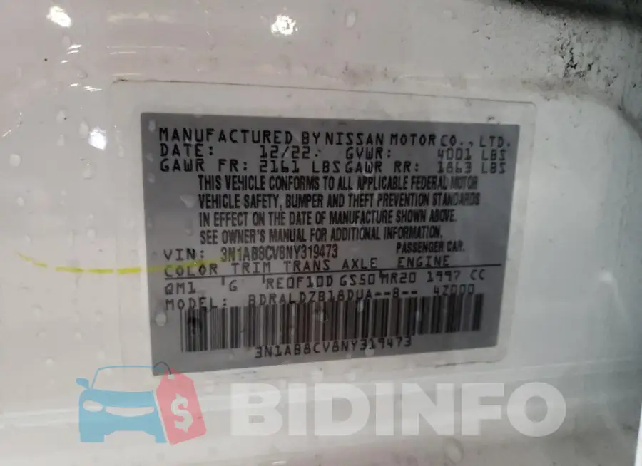 3N1AB8CV8NY319473 Photo# 12