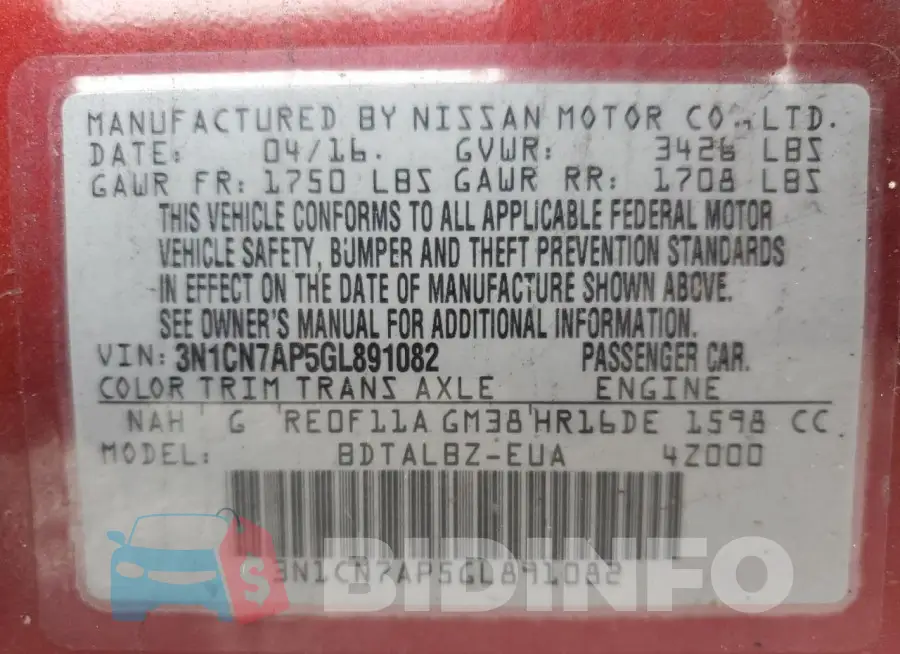 3N1CN7AP5GL891082 Photo# 12