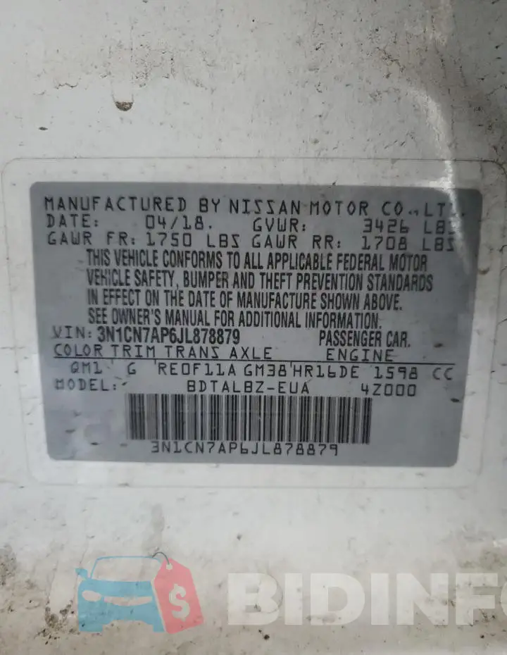 3N1CN7AP6JL878879 Photo# 13