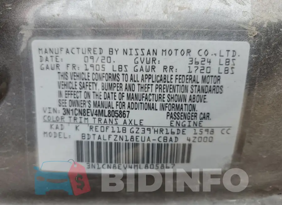 3N1CN8EV4ML805867 Photo# 12