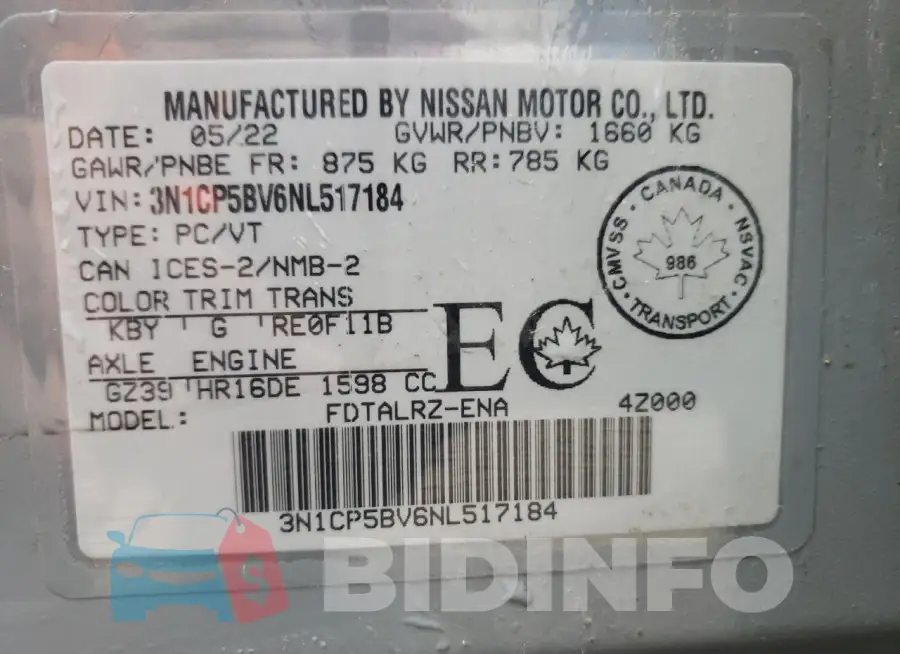 3N1CP5BV6NL517184 Photo# 13