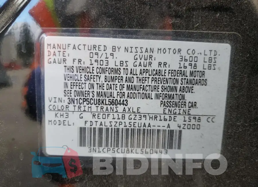 3N1CP5CU8KL560443 Photo# 12