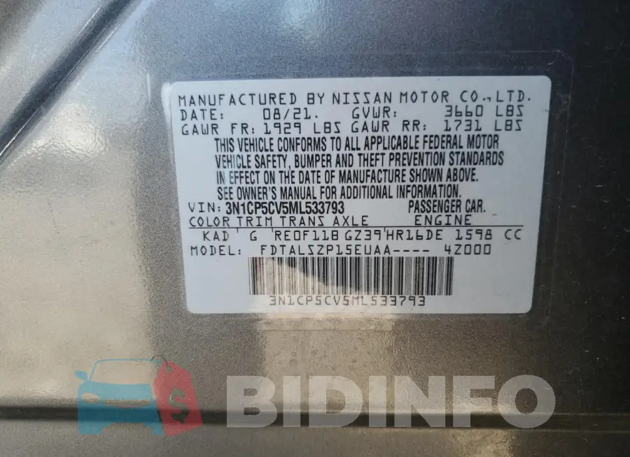 3N1CP5CV5ML533793 Photo# 14