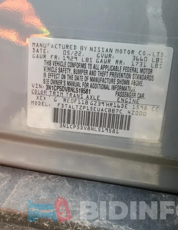 3N1CP5DV8NL519581 Photo# 14